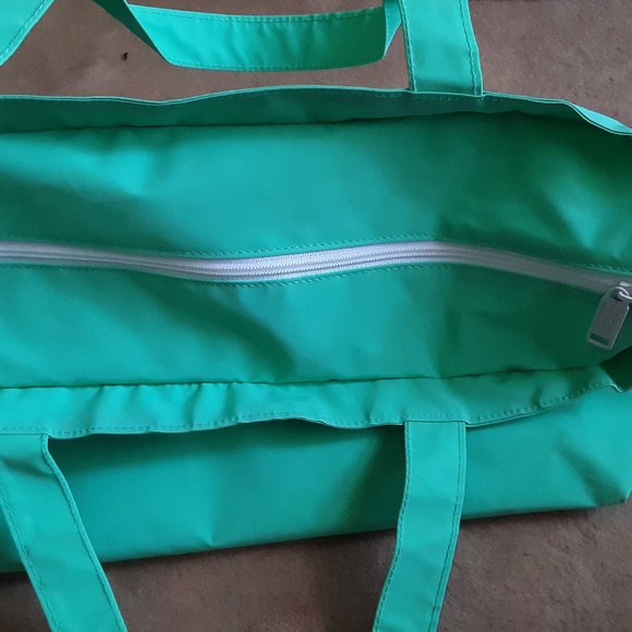 Vintage Large Escada Green Nylon Beach Bag-Handle-Shoulder Strap - Picture 3 of 6